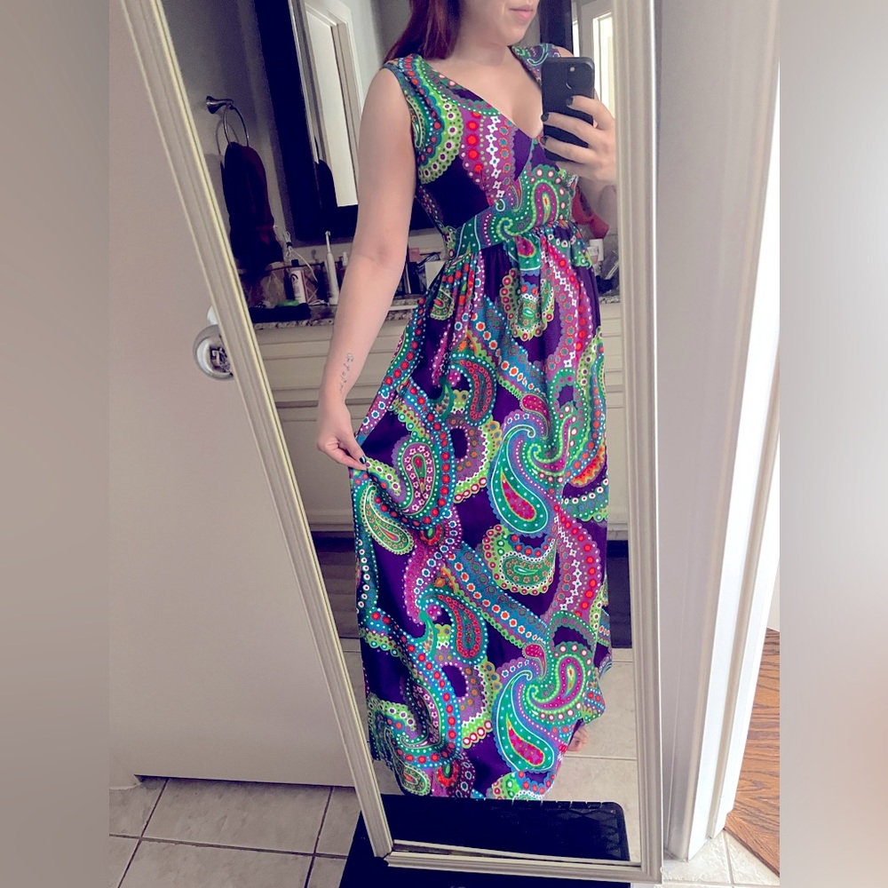 Vintage paisley multicolor maxi dress